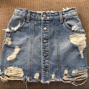 Carmar Distressed Denim Button up Skirt